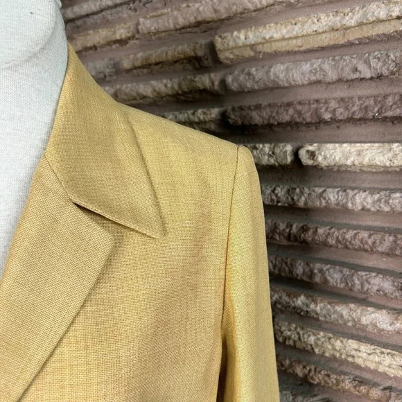 Saks Fifth Avenue Collection Gold Wool Blend Tunic Blazer Skirt Suit Size 10 - Picture 7 of 8